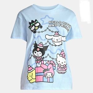 Hello Kitty & Friends cute light sky blue top XS Christmas